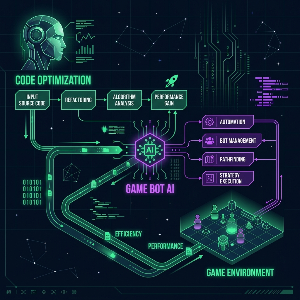 CodinGame Bot AI and Code Optimization Concept Illustration